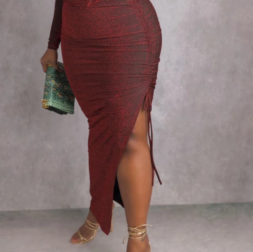 Ruched Midi Skirt